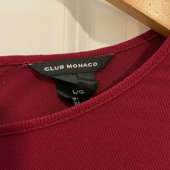 Club Monaco Burgundy Maroon Tiered Bell Sleeve Top Large - Picture 5 of 10